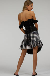 Corset Story SC-084 Sammy Black Gingham Cotton Skirt with Asymmetric Frill