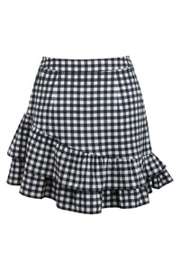 Corset Story SC-084 Sammy Black Gingham Cotton Skirt with Asymmetric Frill