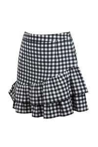 Corset Story SC-084 Sammy Black Gingham Cotton Skirt with Asymmetric Frill