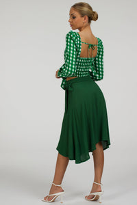 Corset Story SC-093 Agapanthus Heritage Green Rayon Asymmetric Wrap Skirt