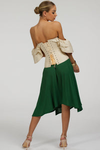 Corset Story SC-093 Agapanthus Heritage Green Rayon Asymmetric Wrap Skirt