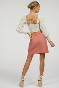 Corset Story SC-096 Poppy Dusk Rose Cotton Twill Skirt With Self Covered Buttons