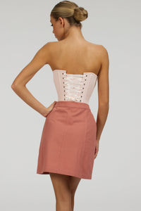 Corset Story SC-096 Poppy Dusk Rose Cotton Twill Skirt With Self Covered Buttons