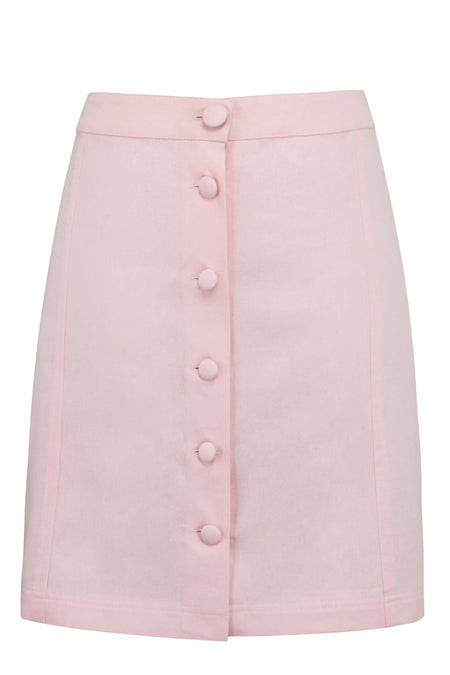 Corset Story SC-097 Poppy Prairie PInk Cotton Twill Skirt With Self Covered Buttons