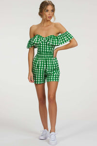 Corset Story SC-102 Calla Gingham Green Viscose Elasticated Paperbag Shorts