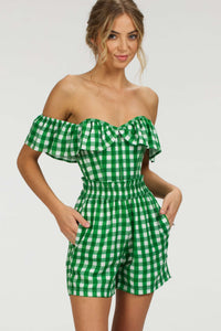 Corset Story SC-102 Calla Gingham Green Viscose Elasticated Paperbag Shorts