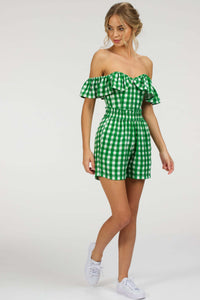 Corset Story SC-102 Calla Gingham Green Viscose Elasticated Paperbag Shorts