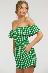 Corset Story SC-102 Calla Gingham Green Viscose Elasticated Paperbag Shorts