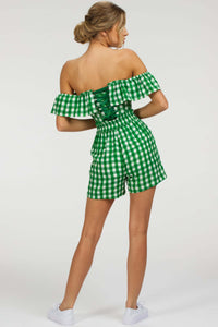 Corset Story SC-102 Calla Gingham Green Viscose Elasticated Paperbag Shorts