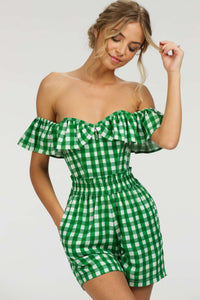 Corset Story SC-102 Calla Gingham Green Viscose Elasticated Paperbag Shorts