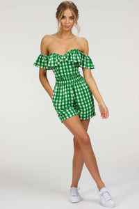 Corset Story SC-102 Calla Gingham Green Viscose Elasticated Paperbag Shorts