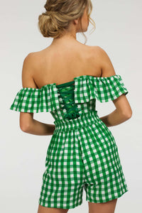 Corset Story SC-102 Calla Gingham Green Viscose Elasticated Paperbag Shorts