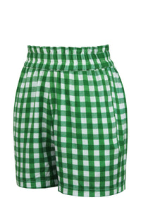 Corset Story SC-102 Calla Gingham Green Viscose Elasticated Paperbag Shorts