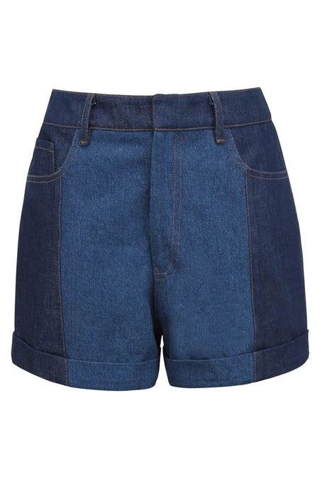 Freesia Blue Denim Two Tone Shorts