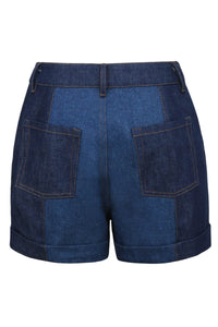 Freesia Blue Denim Two Tone Shorts