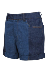 Freesia Blue Denim Two Tone Shorts